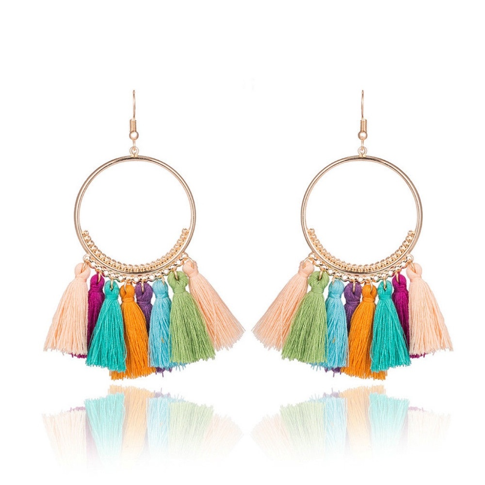 Boho Gypsy Multicolor Tassel Earrings